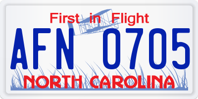 NC license plate AFN0705