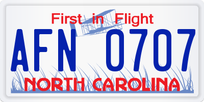 NC license plate AFN0707