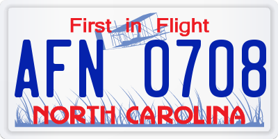 NC license plate AFN0708