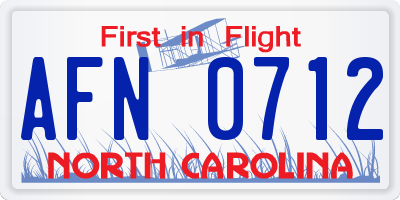 NC license plate AFN0712