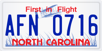 NC license plate AFN0716