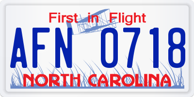 NC license plate AFN0718