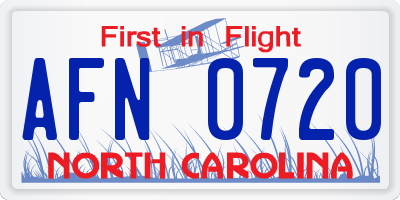 NC license plate AFN0720
