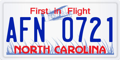 NC license plate AFN0721