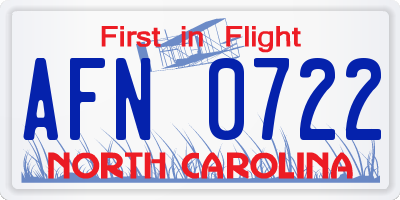 NC license plate AFN0722