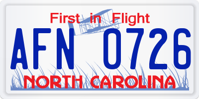 NC license plate AFN0726