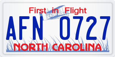 NC license plate AFN0727