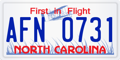NC license plate AFN0731