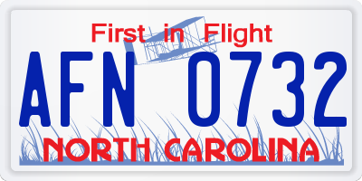 NC license plate AFN0732