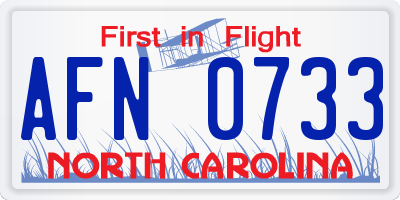 NC license plate AFN0733