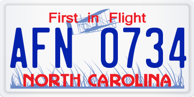 NC license plate AFN0734