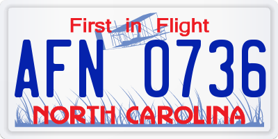 NC license plate AFN0736