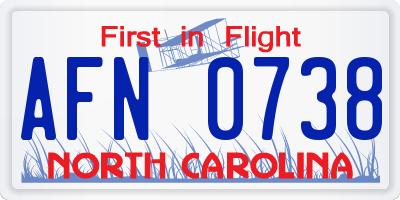 NC license plate AFN0738