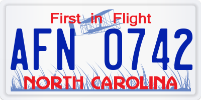 NC license plate AFN0742