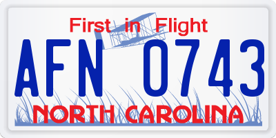 NC license plate AFN0743