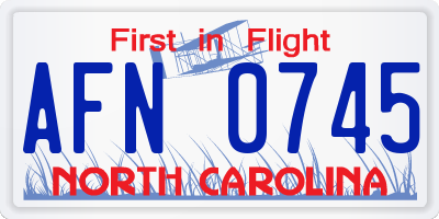 NC license plate AFN0745