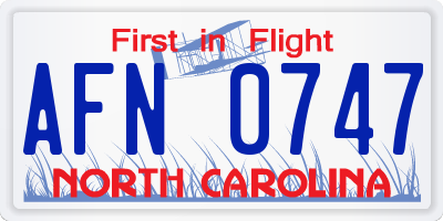 NC license plate AFN0747