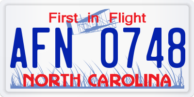 NC license plate AFN0748