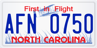 NC license plate AFN0750