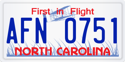 NC license plate AFN0751