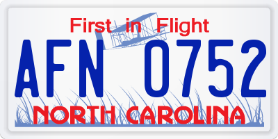 NC license plate AFN0752