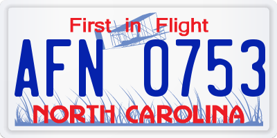 NC license plate AFN0753