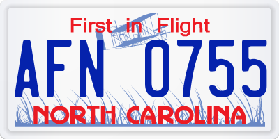 NC license plate AFN0755