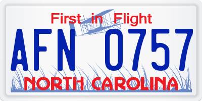 NC license plate AFN0757