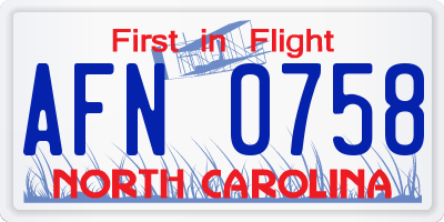 NC license plate AFN0758
