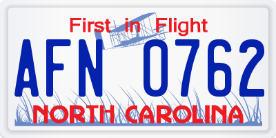 NC license plate AFN0762