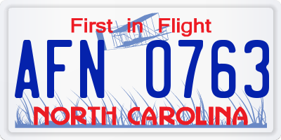 NC license plate AFN0763