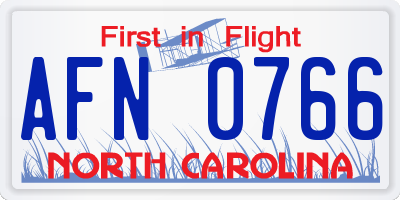 NC license plate AFN0766
