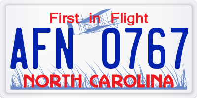 NC license plate AFN0767