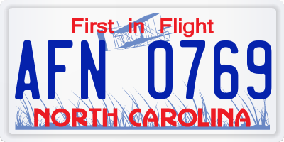 NC license plate AFN0769