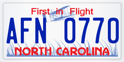 NC license plate AFN0770