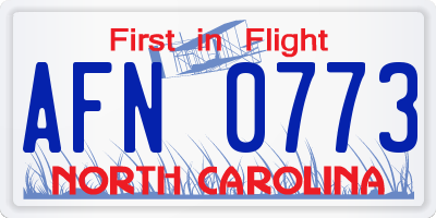 NC license plate AFN0773