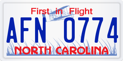 NC license plate AFN0774