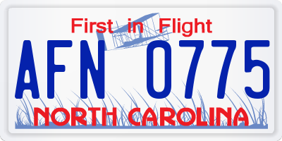 NC license plate AFN0775