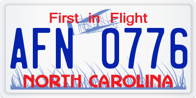 NC license plate AFN0776