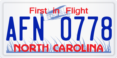 NC license plate AFN0778