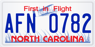 NC license plate AFN0782