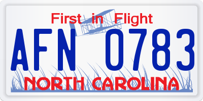NC license plate AFN0783