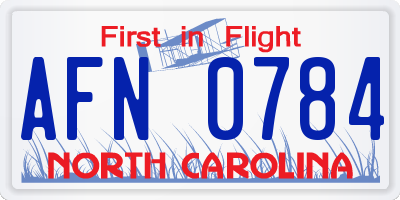 NC license plate AFN0784