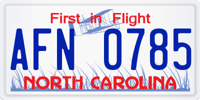 NC license plate AFN0785