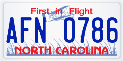 NC license plate AFN0786