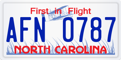 NC license plate AFN0787