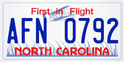 NC license plate AFN0792