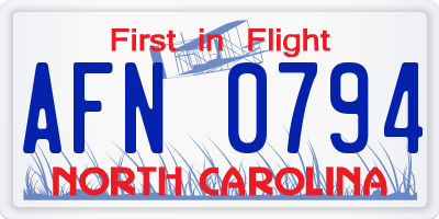 NC license plate AFN0794