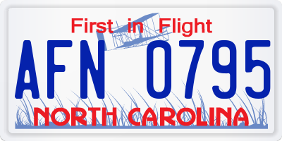 NC license plate AFN0795