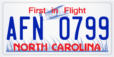 NC license plate AFN0799